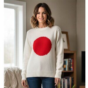 MAISON KITSUNE Knit Sweater White With Orange Circle Size X-Small